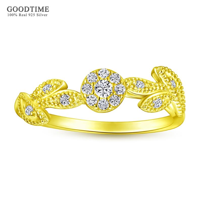 

Cluster Rings Luxury Women Ring Pure 925 Sterling Silver Flower Wedding Engagement Rose Jewelry Accessories Anniversary Gift, Golden;silver