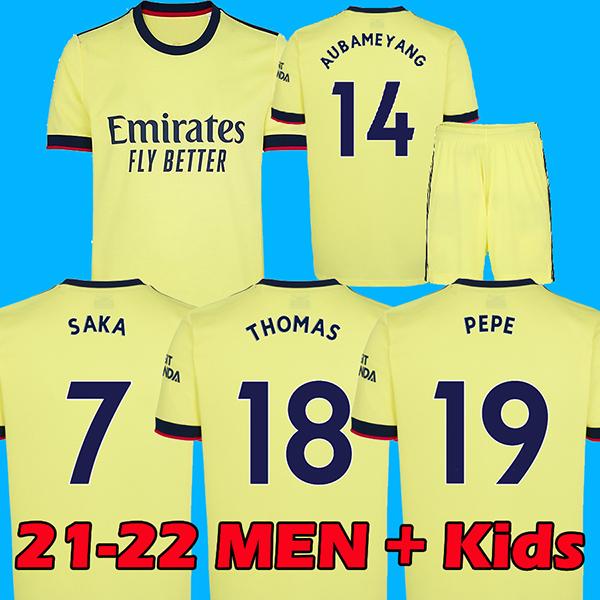 

21 22 Arsen soccer jersey gunners ODEGAARD THOMAS PEPE SAKA TIERNEY HENRY WILLIAN SMITH ROWE 2021 2022 football shirt Kid sets uniform, Black;yellow