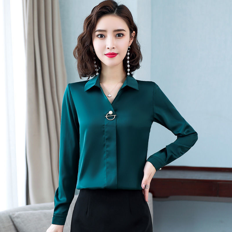 

Spring Summer Blouse Women Chiffon Shirt Office Work Slim Tops Women Shirt Korean Green Red Clothes Korean Fashion Blouses Blusa, Half sleeve wt