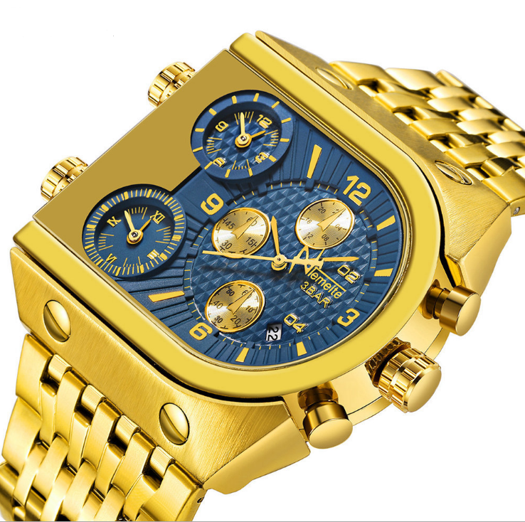 

Temeite Brand 49MM Large Dial Designers Mens Watch Fashion Multiple Time Zone Calendar Sport Style Quartz Movement Masculine Wrist Watches