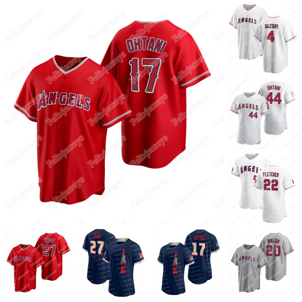 

Angels 17 Shohei Ohtani Baseball Jersey David Fletcher Jared Walsh Jose Iglesias Mike Trout Justin Upton Kurt Suzuki Anthony Rendon Phil Gos, Blue;black