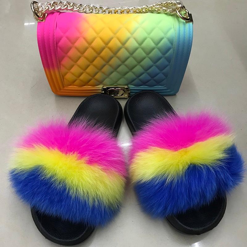 

Slippers Designer Female Shouderbag Slide Set Slider Sandals Lady Fur Slides And Jelly Bag Purse For Women Shoes
