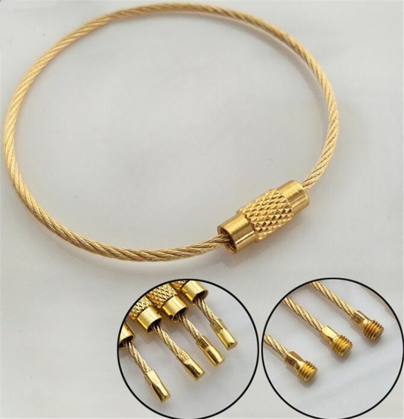 

keychains fashion stainless steel wire keychain mental clip chain snap hook chains cable ring screw locket keychain for outdoor hiking dk7u, Silver