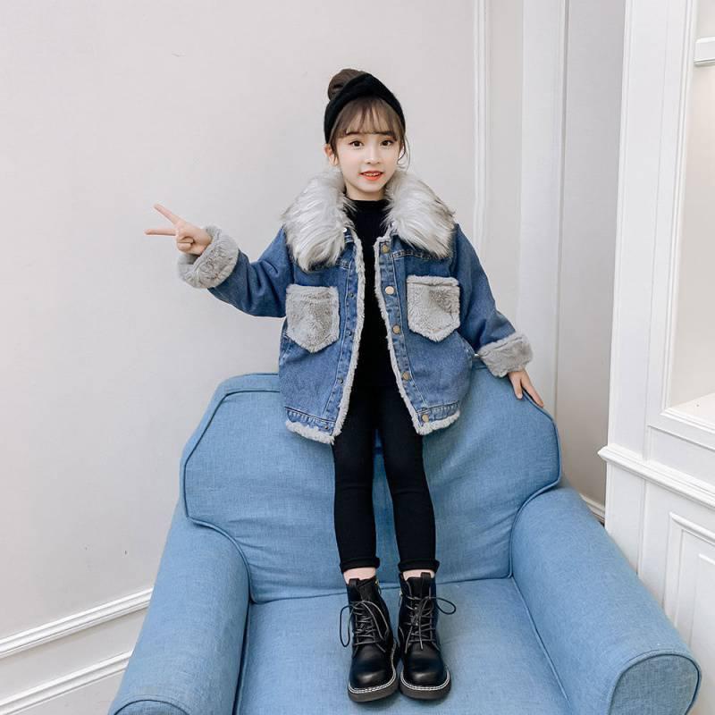 

Jackets Girl Denim Jacket, Warm Children's Clothing, And Adolescent, Blue;gray