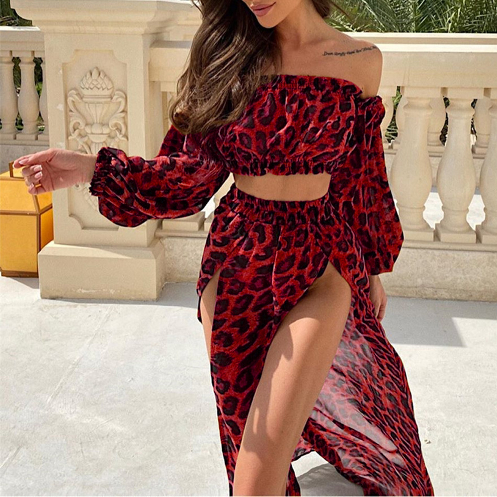 

Summer Beach Dress Women Casual Cover Up Swimsuit Two Piece Dress Robe Bikini Dresses Chiffon Leopard Cover-ups 2021 Beach Dress, Ax415