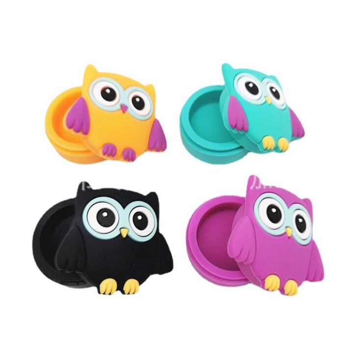

Owl shape wax containers cartoon silicone box 11ml silicon container food grade jars dab dabber tool storage bho hash oil
