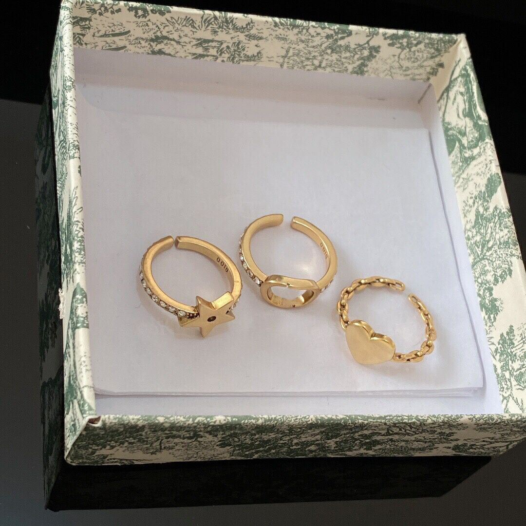 

3pcs/set fashin brand letter love heart star rings band ring bague for lady women party wedding lovers gift engagement luxury designer jewel, Silver