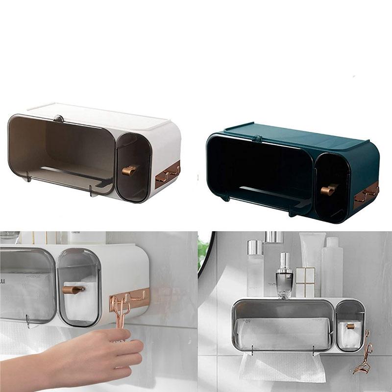 

Toilet Paper Holders Holder Wall Mounted Towel Tube Storage Box Tray Waterproof Tissue Shelf Rack