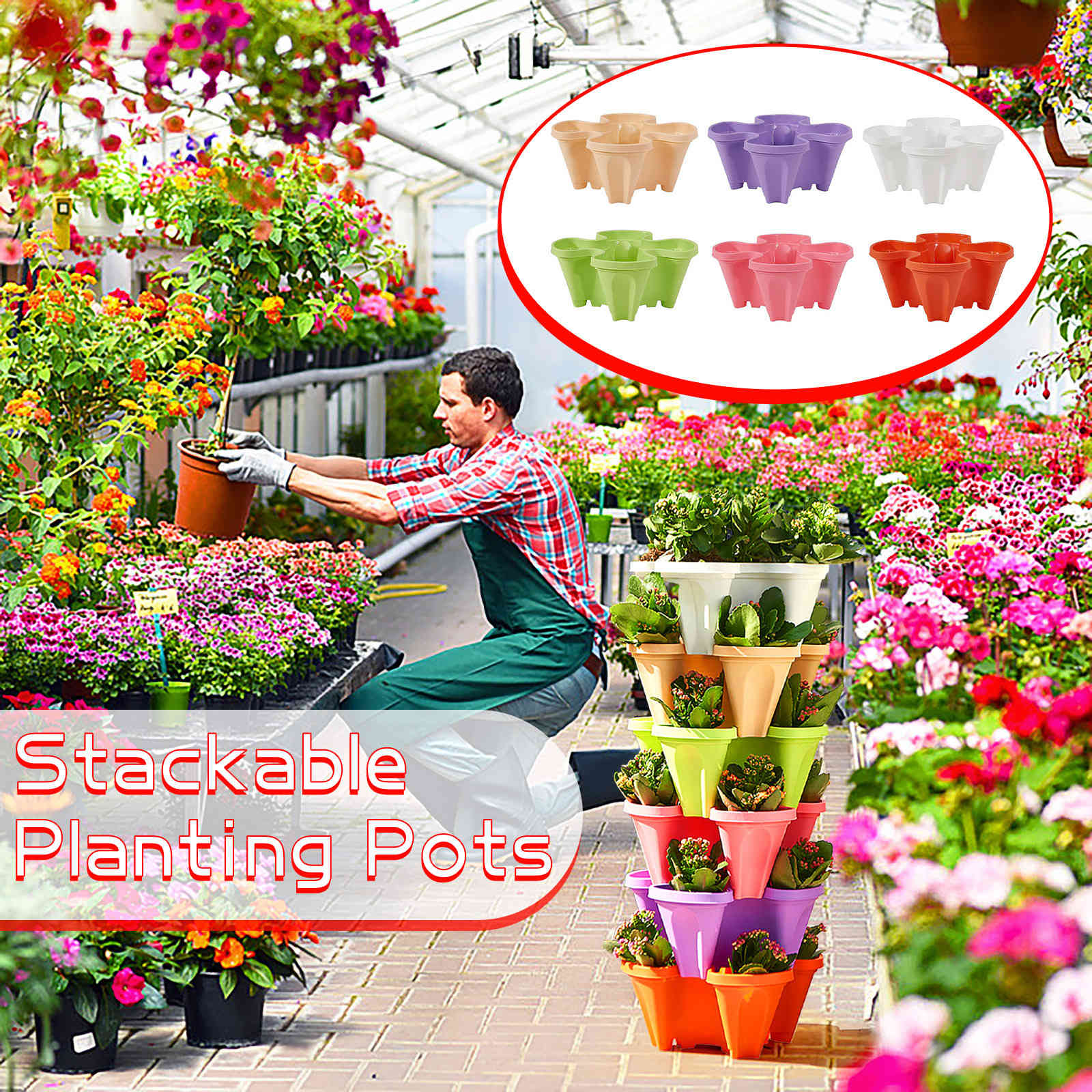 New dimensional three-dimensional petal strawberry flower pot multi-layer basin overlay crop plant pot melon plant fruit-image-693907995