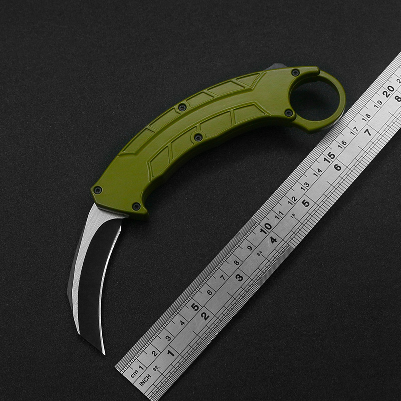 

Outdoor Survival Automatic Knife Double Action Scimitar Sharp 440C Blade Aluminum Green Handle Camping Adventure Kitchen EDC Tool