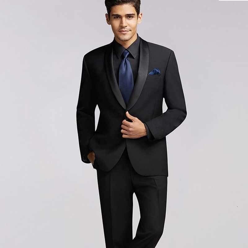 

Men's Suits & Blazers Latest Coat Pant Designs Men Wedding Slim Fit Black Shawl Lapel Bridegroom Costume Prom Tuxedo Best Man Blaz, Navy blue