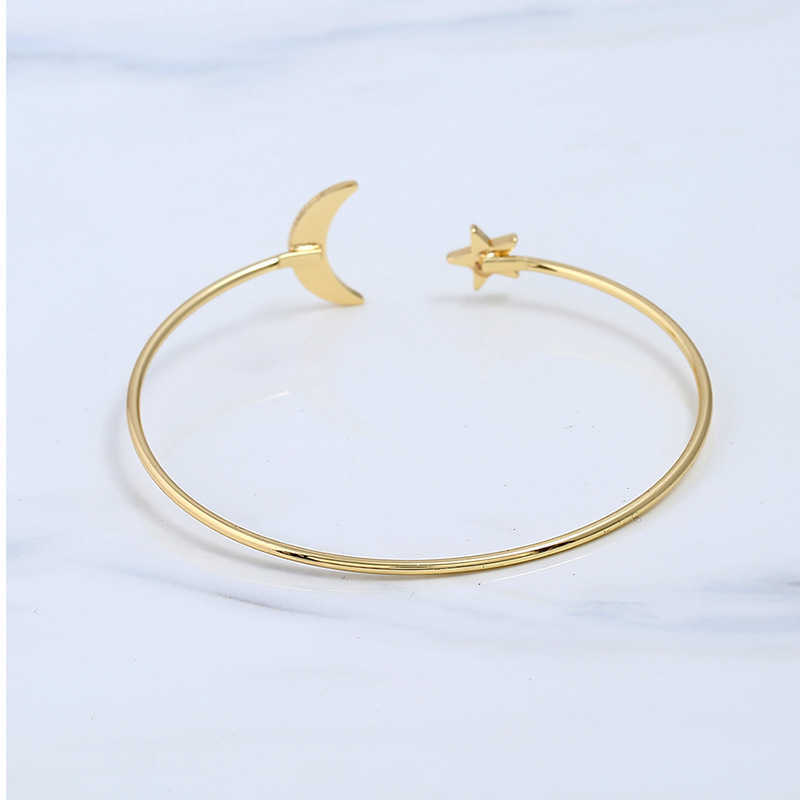 

New Simple Moon Star Open Bracelet&bangles Valentine's Day Birthday Gift Bracelets for Women Jewelry Bracelet Female D835 Q0719