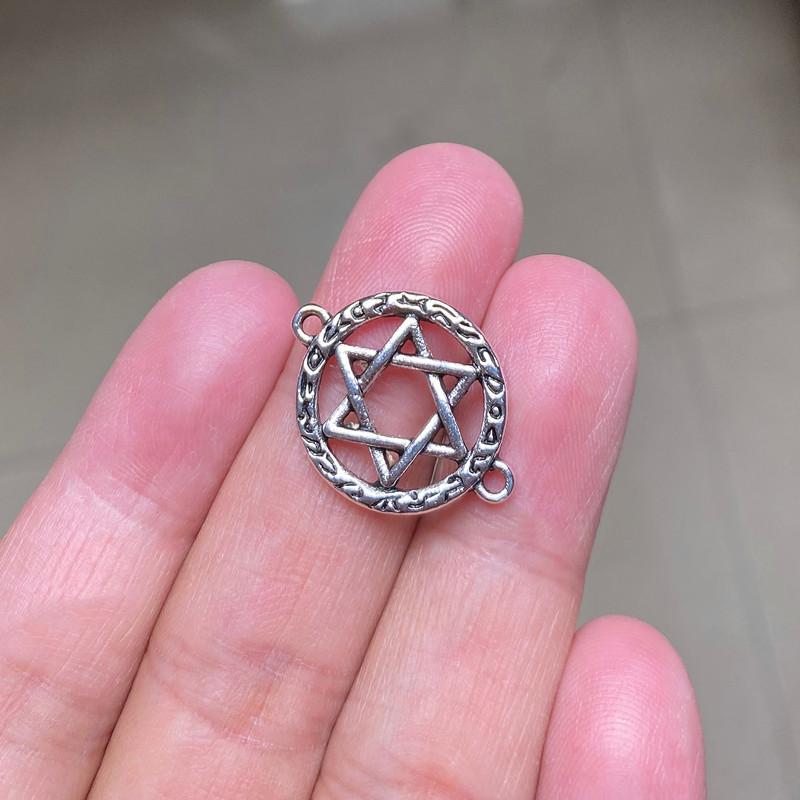 

Charms 18pcs Star Of David Shield Connector Pendants Jewelry Making DIY Men's WomenNecklace Bracelet Handmade Crafts Accessories, Bronze;silver