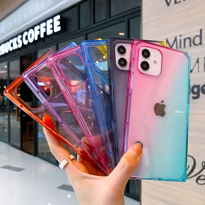 

Square left and right gradient color phone cases For iPhone11 12 pro promax X XS Max 7 8 Plus, Please choose colors