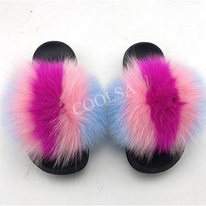 

Slippers COOLSA Women's Luxury Quality Fur Fluffy Plush Slides Lovely Casual Furry Flat Shoes Beach Flip Flops, Black
