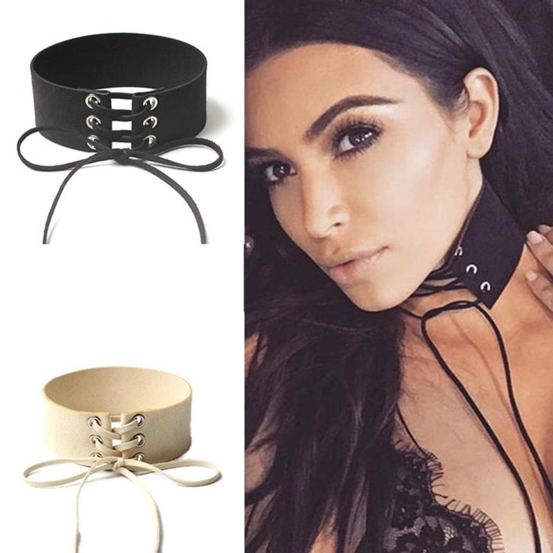 

Chokers YSXFJX 2021 Trend Wide Velvet Belt With Necklace Chain Collar Personality Punk Creative Korea Cashmere Bandage, Golden;silver