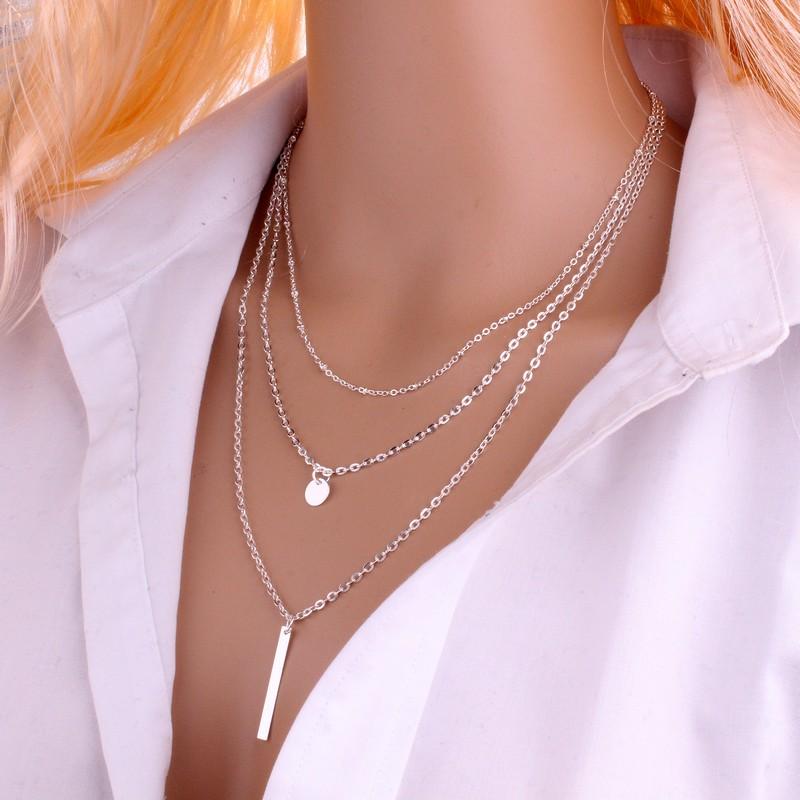 

Pendant Necklaces Est Fashion Jewelry Accessories Gold Color Multiple Layers Sheet Chain With Crystal Long Necklace Women Collares De Moda