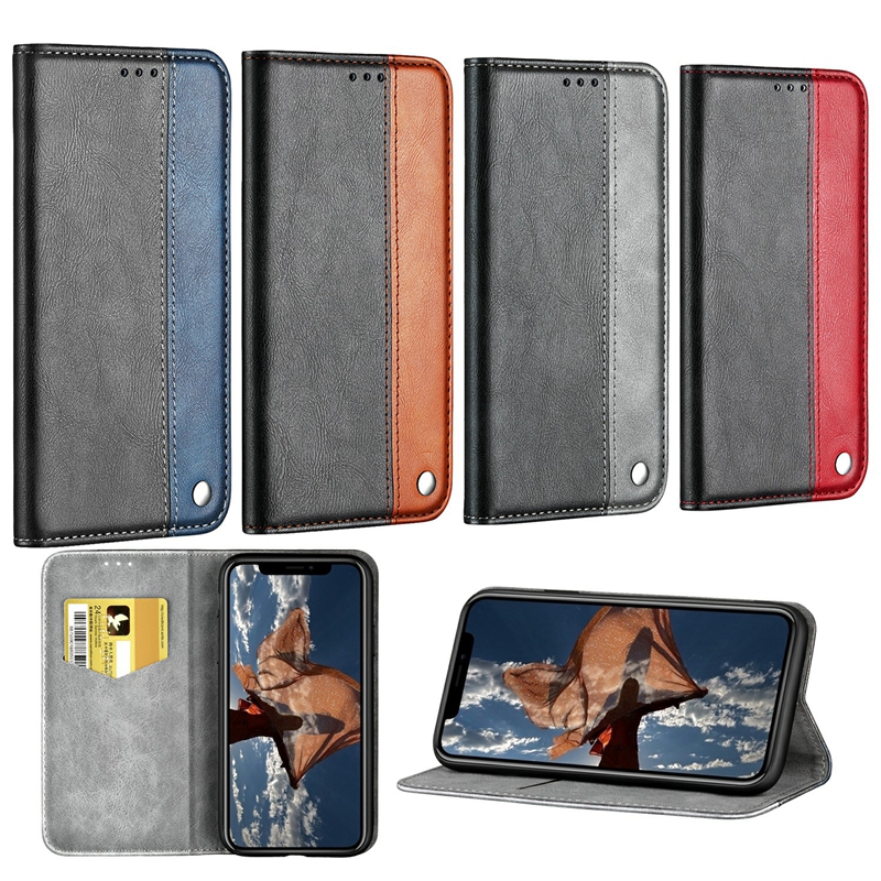 

Magnetic Closure Suck Leather Wallet Cases For Samsung A72 5G A32 A52 A12 A02S Europe Contrast Color Flip Cover Vintage Hybrid Holder Creidt