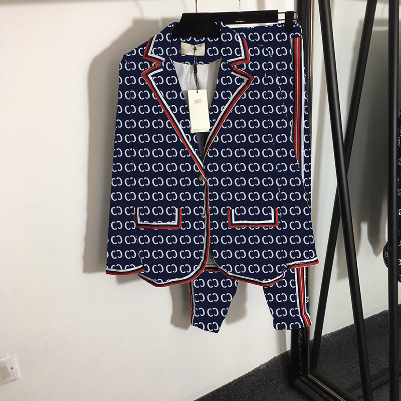 

Luxury Letter Print Suits Coats Brand Two Pieces Women Blazers Indoor Outdoor Personality Charm Suit Sets, Green