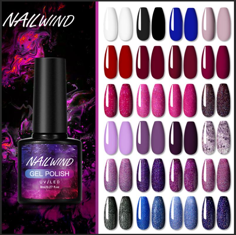 

Nail Gel NAILWIND Polish Hybrid Varnishes Neon Manicure Set 8ml For Nails Extension Base Top Coat UV Permanent, Red;pink
