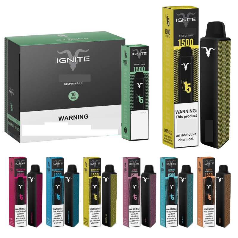 

IGNITE V15 Pod Disposable Vape disposables vapes OEM ODM e cigarettes Pods 850mAh Battery 1500 puffs Prefilled Bar Plus vaporizer vapor