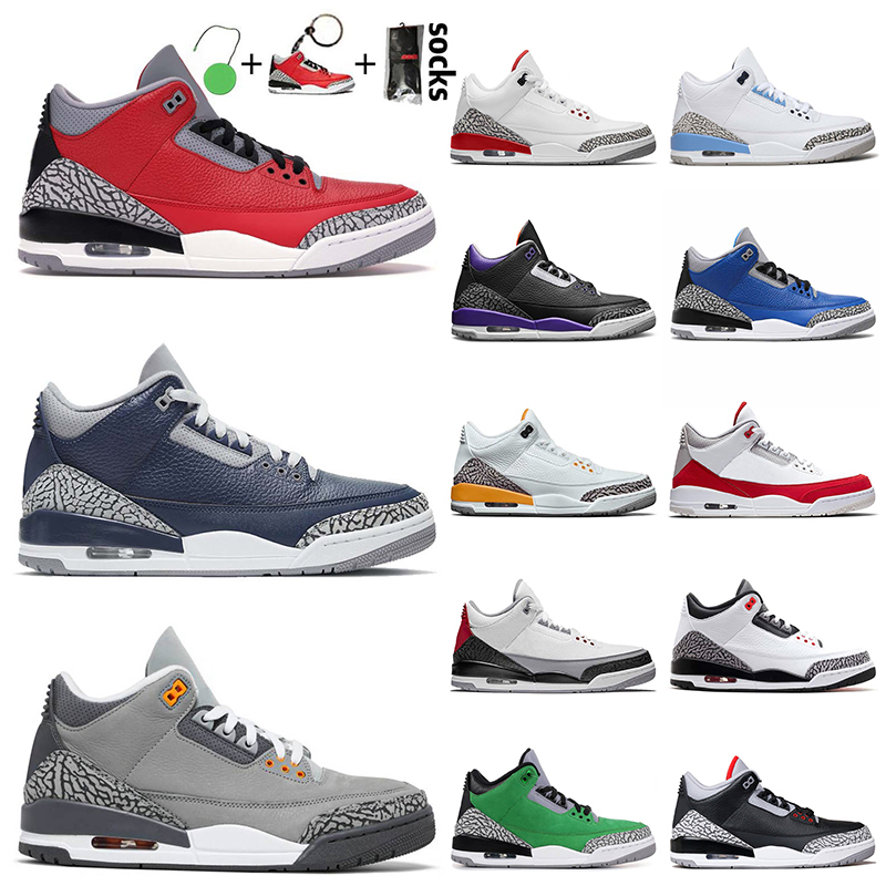 

2021 Jumpman 3 3s Mens Basketball Shoes Red Cement Georgetown Midnight Navy Cool Grey UNC Laser Orange Court Purple JTH NRG Trainers Sneakers, White;red