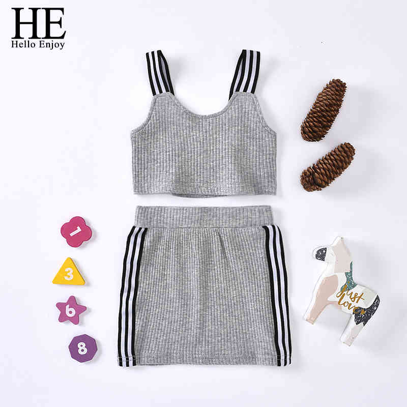

Jumpsuits Summer New Girls Clothes Sets Sling Vest + Hip Skirt Two Piece Children Clothing Outfits Kids' Wear FOQ1, T4030m