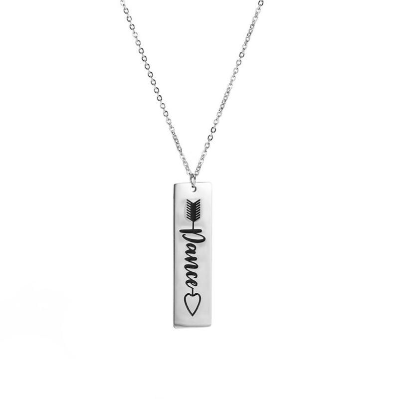 

Pendant Necklaces ZDM006 Selling 2021 Latest Design Plain Bar Necklace Engraved English Letter Drop Valentine's Day Gift