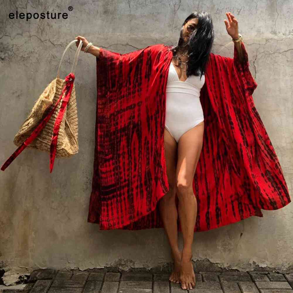 

Bikini Cover Up Women Beach Plus Size Long Kimono Belt Summer Dress Tunics Female Swimsuit Beachwear 210521, Black