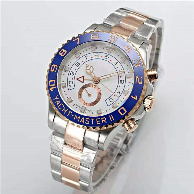 

JF 116680 high quality watch size 44mm YM2 with 7750 movement sapphire crystal mirror 904L fine steel strap waterproof function, Slivery;brown