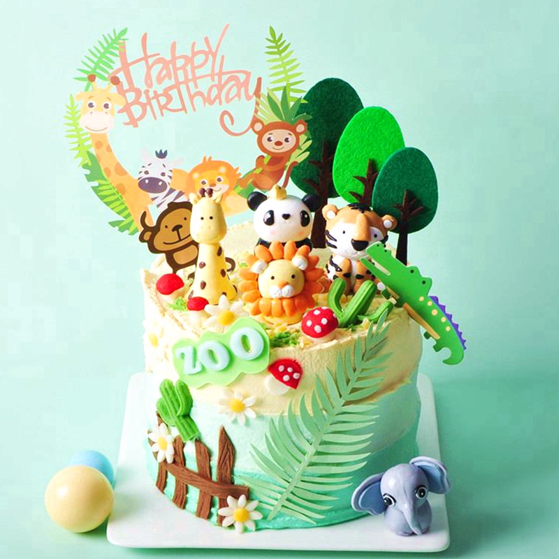 Acheter Pas Cher Lion Rabbit Animaux Gateau Toppers Cakes Anniversaire Cake Jungle Safari Joyeux Anniversaire Fete De Fete De Fete Bebe Douche Dessert Decorer Du 2 4 Fr Dhgate