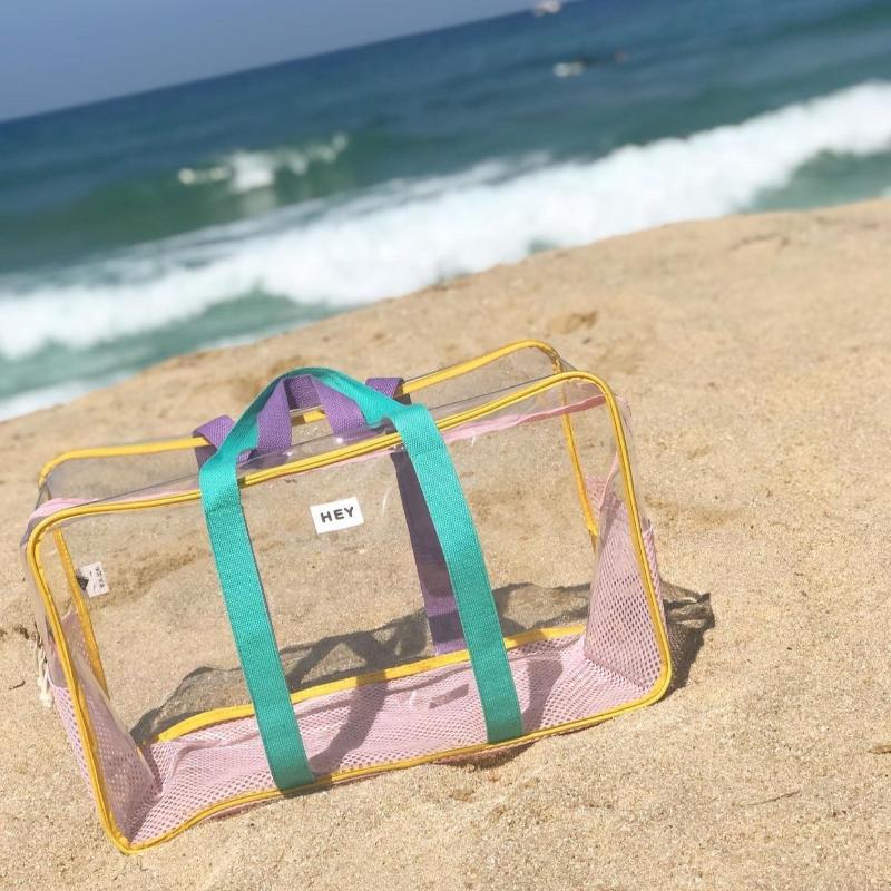 

Evening Bags Summer Transparent Waterproof Large-Capacity Beach Tote Mesh Holiday Vacation Jelly Bag Women Travel Handbag