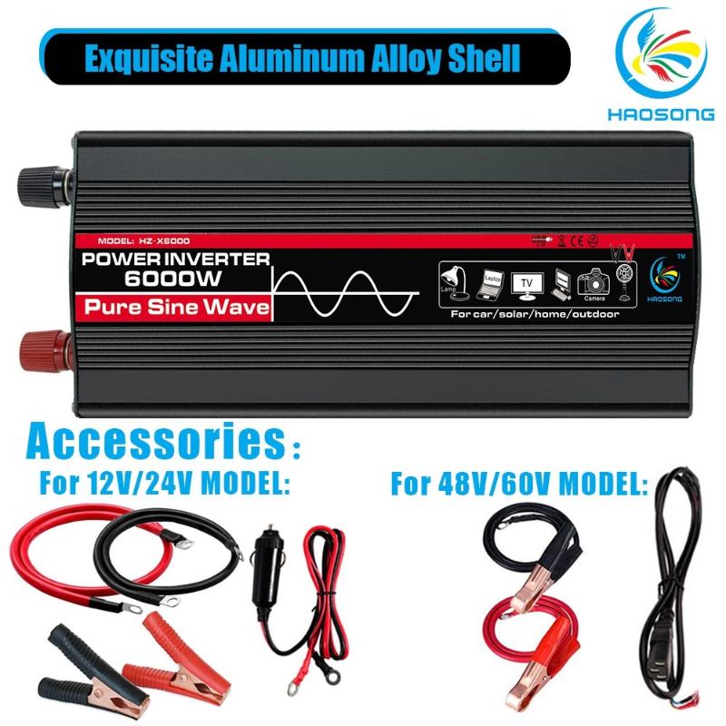 

Smart Power Plugs Nverter 12 V 220 6000 W Dc 24 48 60 To Ac Pure Sine Wave Voltage Converter Micro Car Diy Inverter