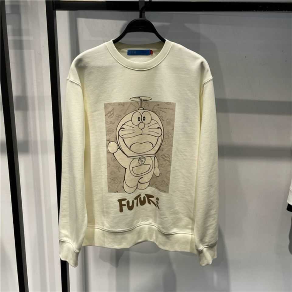 

B1bfc1305 bird family menswear 2022 spring new Doraemon co branded cartoon round neck Pullover cotton sweater, Creamy-white
