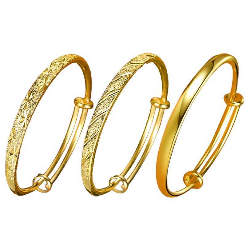 

New Fashion Solid Gold Color Party Cuff Bracelet for Women Luxury Wedding Fashion Jewelry Girl Engagement Gift Adjustable Q0719