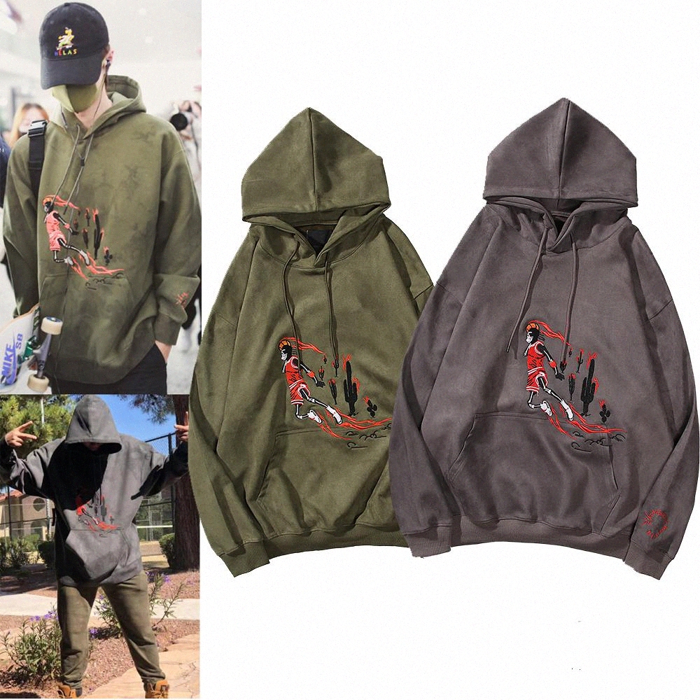 

Man designers clothes 2021 mens Hoodies Long T Shirt men s clothing Sport Fleece Travis Scott TS Suede Hoodie Hooded Shirts Sweatshirt winter coat 7663#