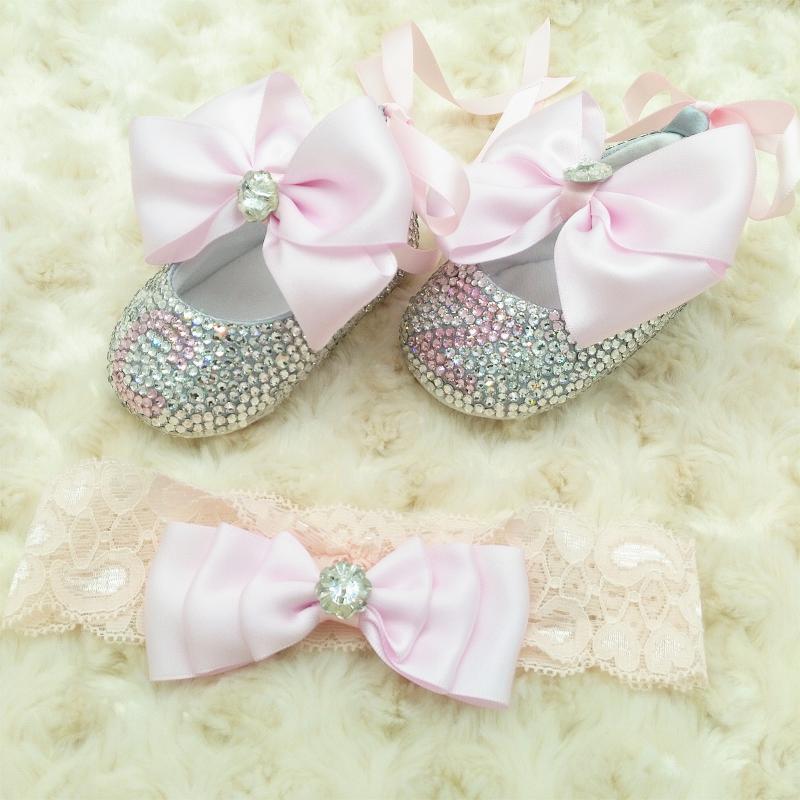 

First Walkers Baby Birls Ballerina Custom Rhinestones Bling Infant Girl Shoes Luxury Shining Initial Name Personalized Christmas Gift