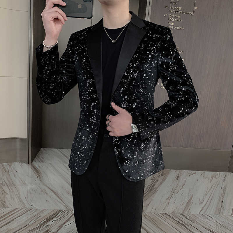 

Sequin Design Men Blazers Singer DJ Stage Suit Jacket Wedding Business Casual Dress Coat Blazer Masculino Veste Homme 210527, Black