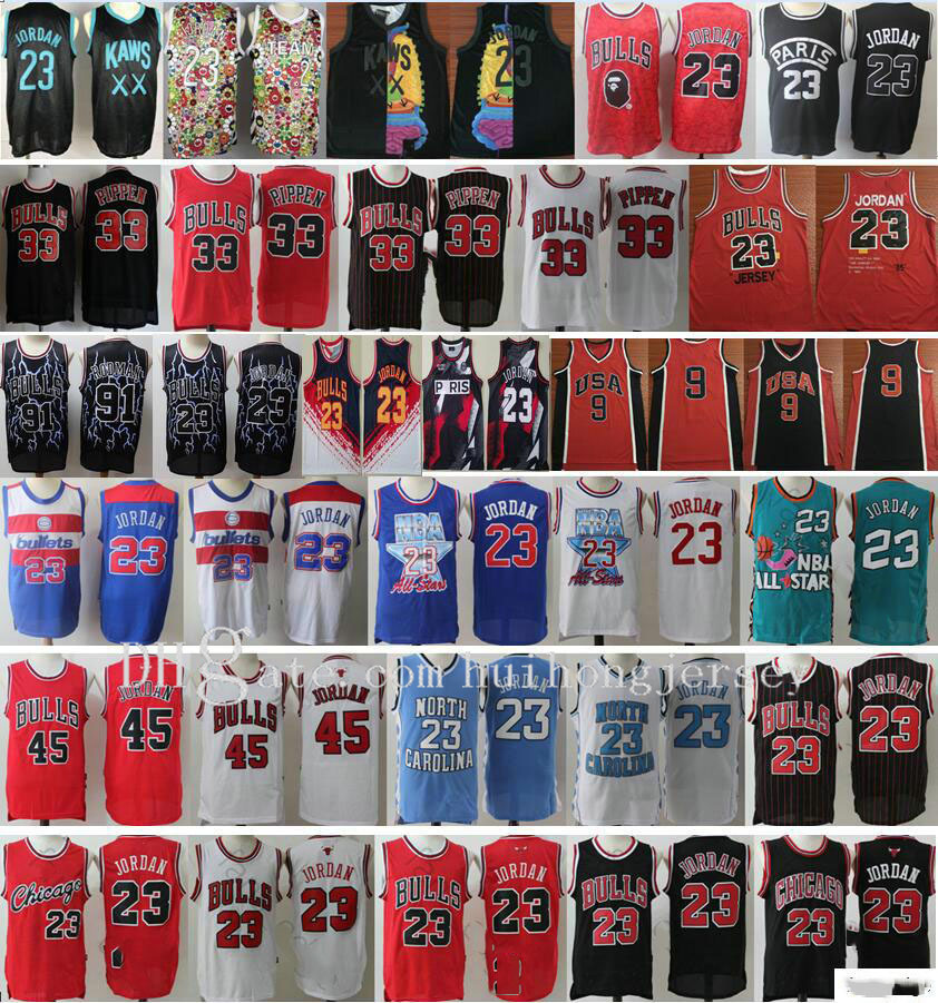 

NCAA North Carolina 2020 New XX Team 23 Michael JD 45 MJ Scottie 33 Pippen Dennis 91 Rodman Cheap Retro Basketball Jerseys, Black;red