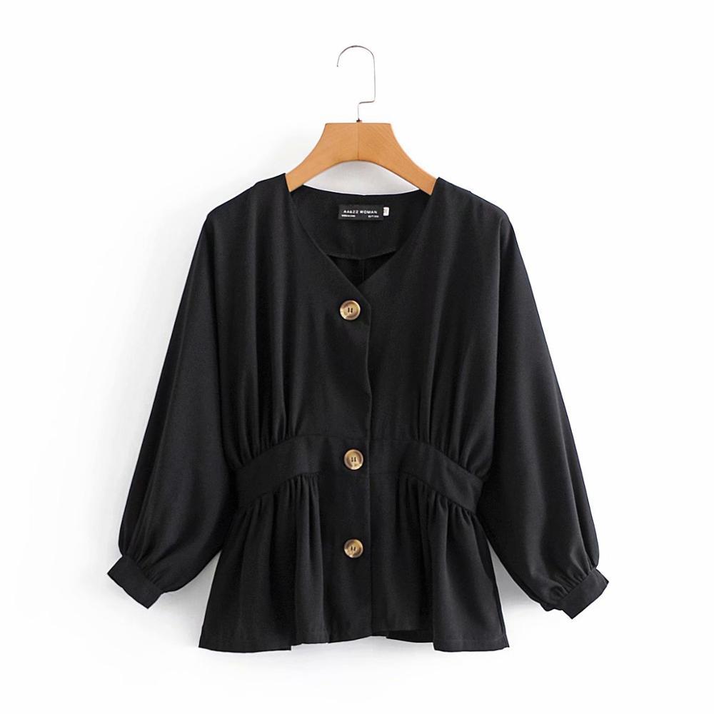 

Women Black Simplicity Loose Draw Back Jacket Female Single-Breasted Lapel Long Sleeves Coat Chic Top 210520