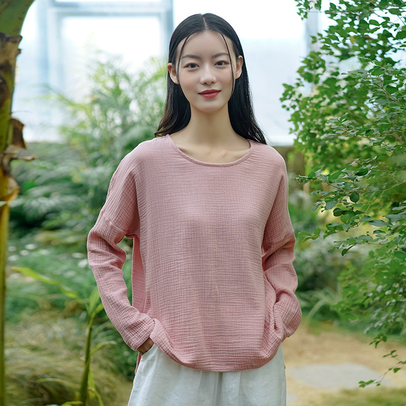 

Johnature Women Casual Cotton T-Shirts O-Neck Long Sleeve Tshirts Spring Solid Color Loose Korean Style Female T-Shirts 210521, Yellow