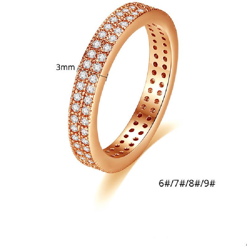 

Cluster Rings 2021 Ring European And American Fashion Ladies Wild Simple Inlaid High Quality Full Diamond Double Row Gift