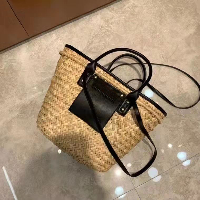 

Designer Jac Le Panier Soleil Straw And Leather Basket Tote Bag Shoulder Handbags Luxury Fashion Woven Bags, Actual pictures contact me