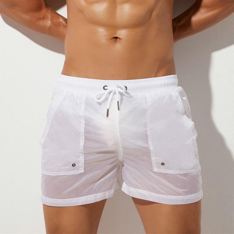 

Men's Swimwear Transparent Mens Swim Shorts Seobean Swimming Trunks Nylon Sexy Beach Bathing Suit Board Short Pants Briefs Zwembroek