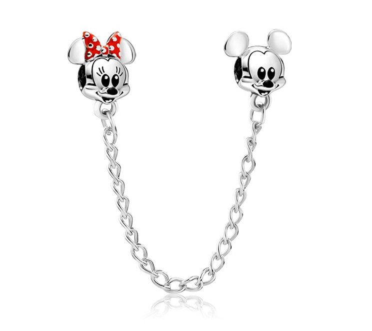 

Fits Pandora Bracelets 20pc Safety Chain Mouse Silver Charm Bead Charms For Wholesale Diy European Necklace Snake Chain Bracelet, Black