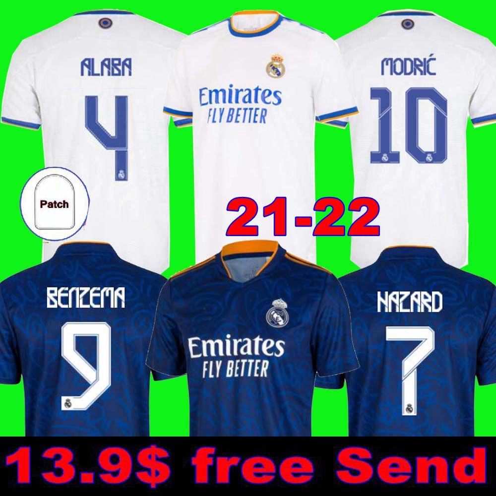 

REAL MADRID Mbappé 21 22 soccer Jersey ALABA HAZARD BENZEMA ASENSIO MODRIC MARCELO camiseta men + kids kit 2021 2022 CASEMIRO KROOS ISCO VINI JR., 21/22 away adult lfp