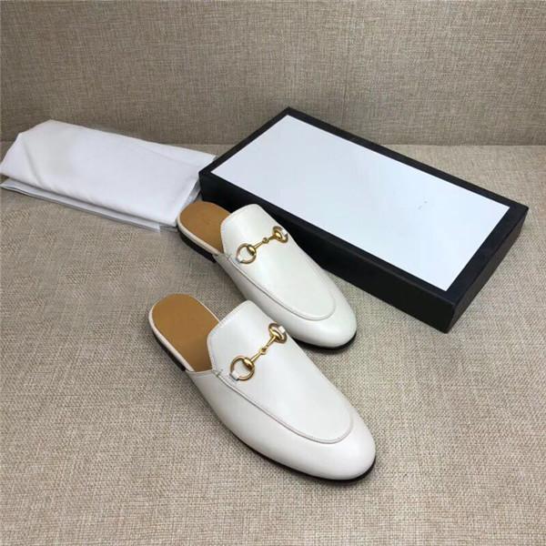 

designer luxury new colors princetown mules loafers khaki all brown leather slippers for women men casual loafers mule big size, Black