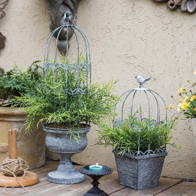 

Decorative Objects & Figurines Vintage Bird Cage Flower Decoration Climbing Pot Garden Country Antique Home