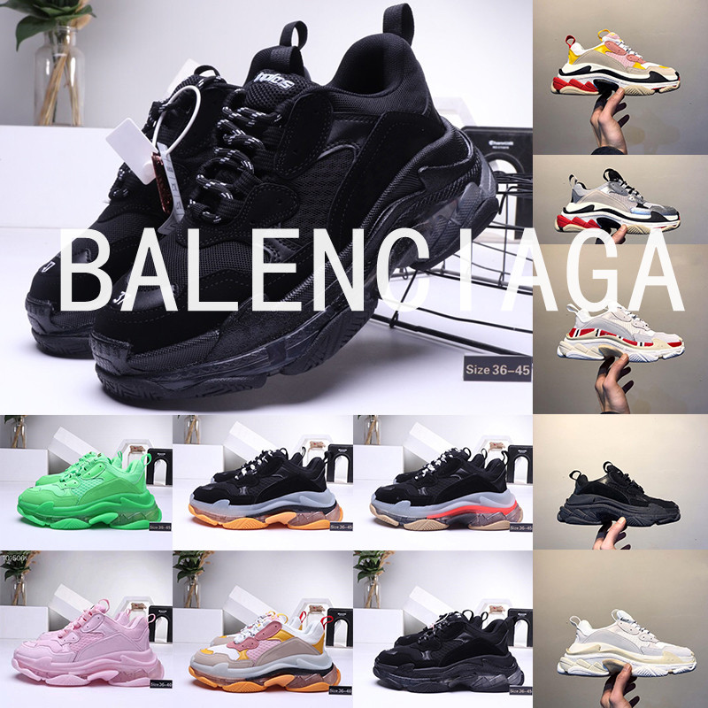 

BALENCIAGA 2021 Paris Casual Shoes 17FW Triple S Sneakers Mens Women Designers Sneaker Clear Sole White Red Rainbow Sports Dad Shoe Balencaiga, 34