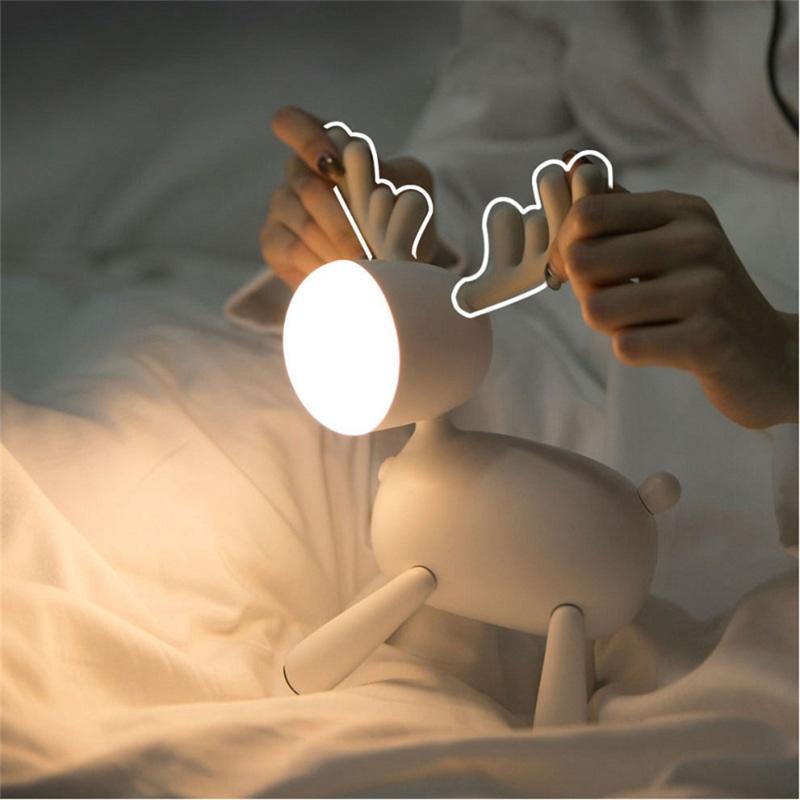 

Night Lights USB Elk Deer Rotary Light Kids Bedroom Desktop Ecoration Cartoon Adjustable Timing Silicone Lamp Kid Gifts Home Decor